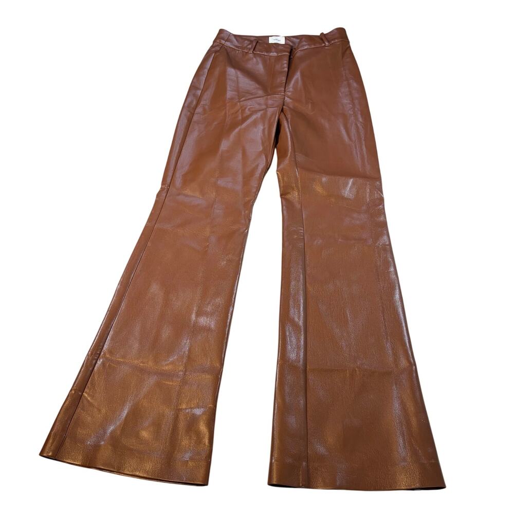 Wilfred Aritzia womens vegan leather Melina brown bootcut pants. Size 4. party